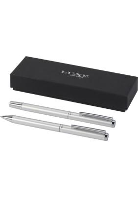 Lucetto recycled aluminium ballpoint and rollerball pen gift set