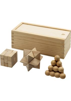 Brainiac 3-piece wooden brain teaser set